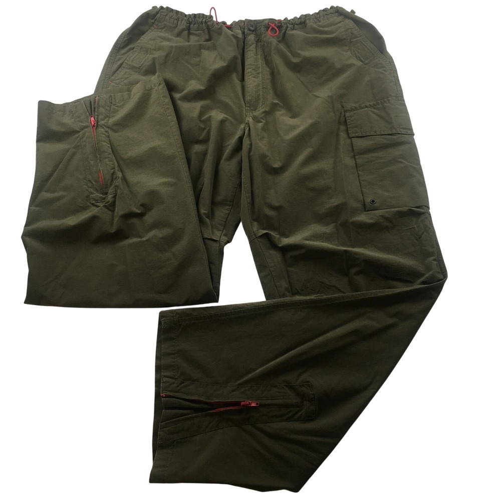 Structure Cargo Pants Mens XL Olive Green Utility Vintage Bungee Waist Zip Leg